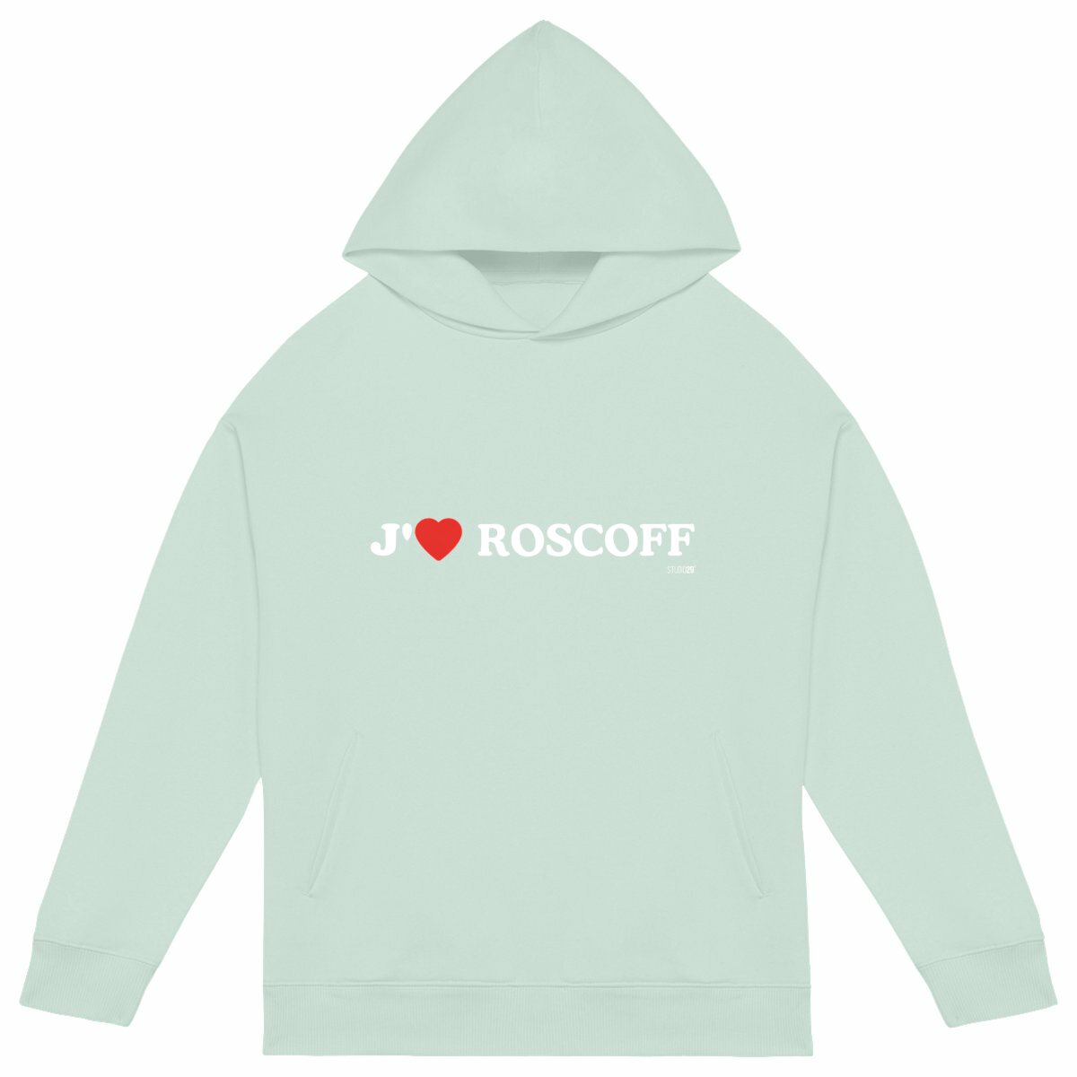Sweat à capuche Unisexe Oversized / J'aime Roscoff - face_vert