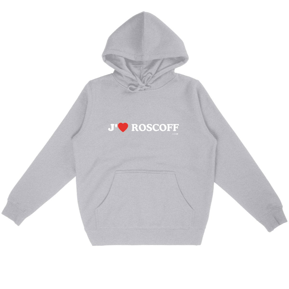 Sweat à capuche Léger Unisexe / J’aime Roscoff - face_gris