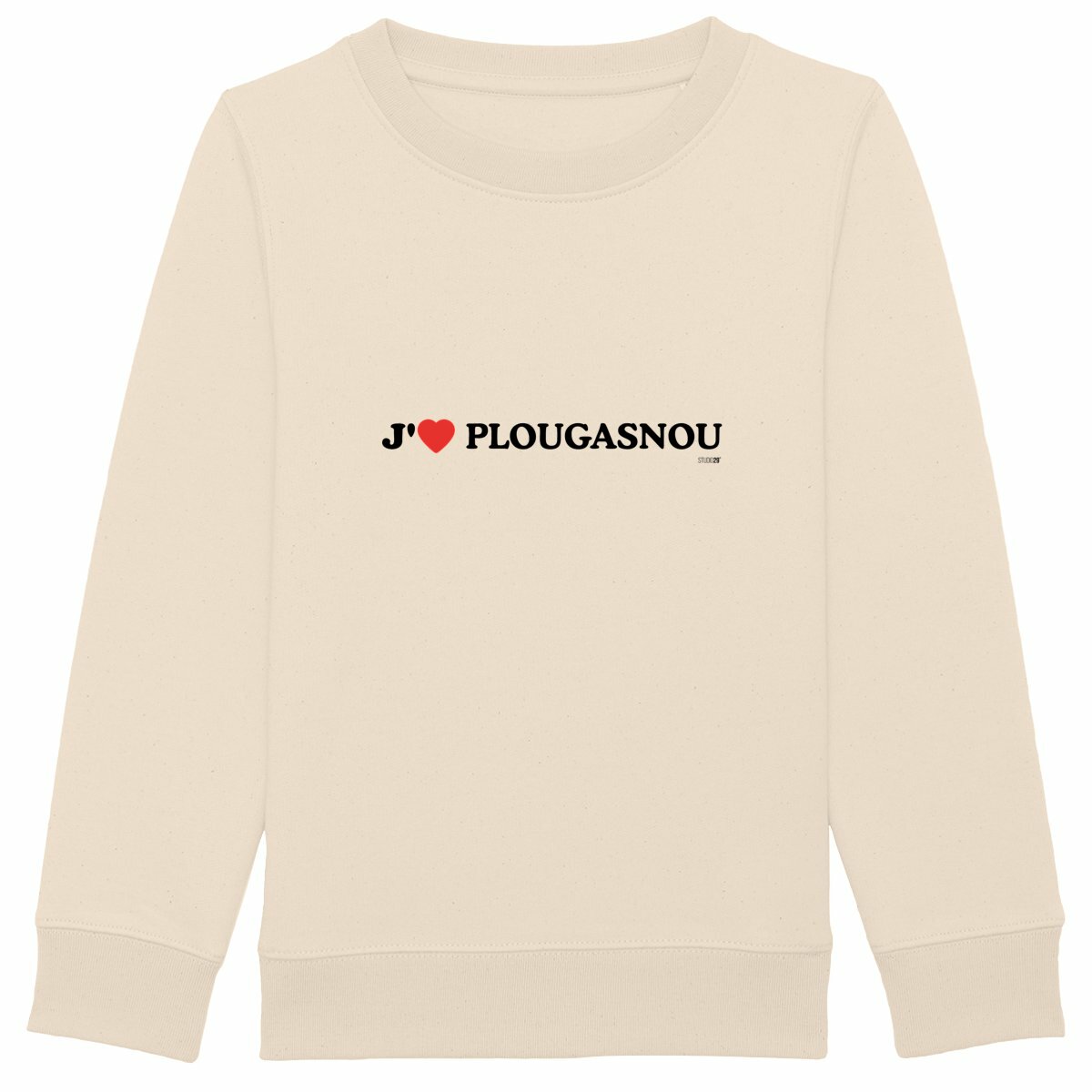 Sweat-shirt épais enfant / J’aime Plougasnou - face_ivoire