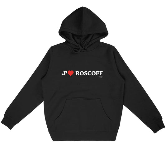 Sweat à capuche Léger Unisexe / J’aime Roscoff - face_noir